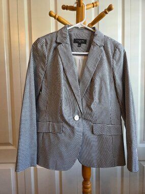 Talbots Blazer 6P Black & White check pattern